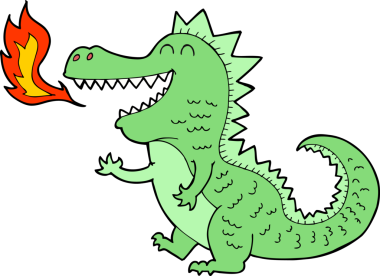 Bir insan tarafından çizilmiş ateş püskürten ejderha.