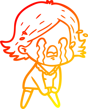 Bir insan tarafından çizilmiş, ağlayan bir çizgi kadın çizimi.