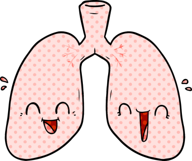 Bir insan tarafından çizilmiş neşeli akciğerler.