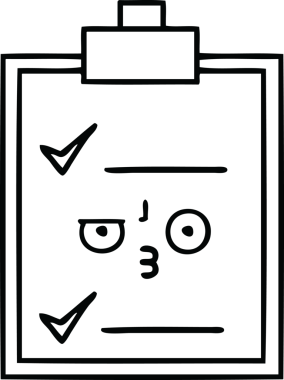 Bir insan tarafından çizilmiş bir kontrol listesinin çizgi çizimi