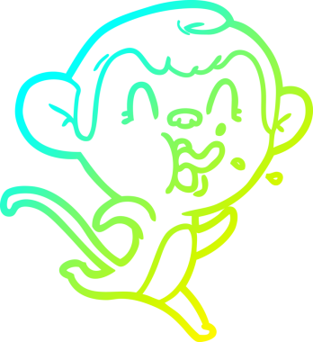 Bir insan tarafından çizilmiş çılgın bir çizgi film maymunu çizimi