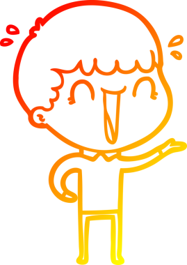 Bir insan tarafından çizilmiş gülen bir çizgi film karakterinin sıcak çizgi çizimi.