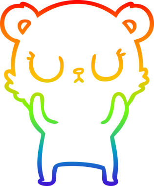 Bir insan tarafından çizilmiş barışçıl bir ayının gökkuşağı gradyanı çizimi