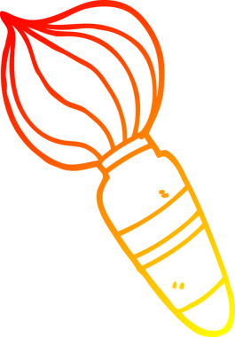 Bir insan tarafından çizilmiş büyük bir boya fırçasının sıcak çizgi çizimi