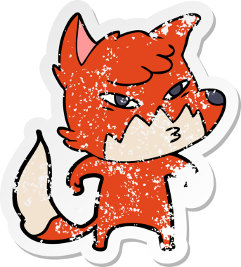 Bir insan tarafından çizilmiş zeki bir tilkinin sıkıntılı çıkartması.