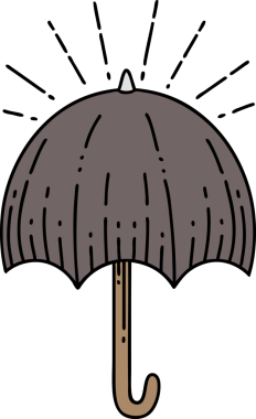 Bir insan tarafından çizilmiş geleneksel dövme stili açık şemsiye çizimi