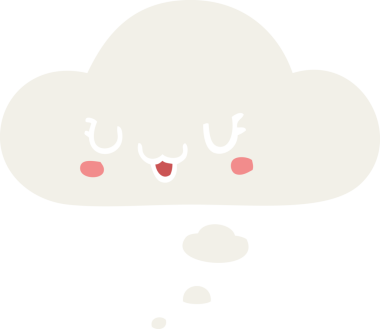 Düşünce baloncuğu şeklinde bir insan tarafından çizilmiş sevimli mutlu çizgi film yüzü.