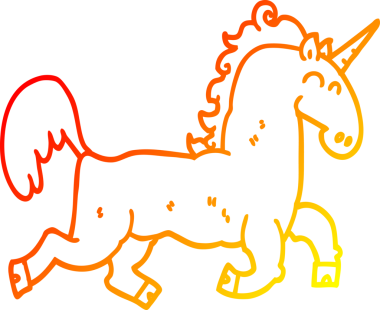 Bir insan tarafından çizilen tek boynuzlu atın sıcak çizgi çizimi