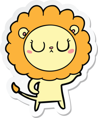 Bir insan tarafından çizilmiş karikatür aslanının çıkartması.