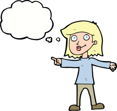 çizgi film mutlu kadın bir insan tarafından çizilen düşünce baloncuğu ile işaret