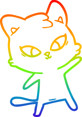 Gökkuşağı gradyan çizgisi bir insan tarafından çizilmiş şirin bir çizgi kedi çizimi