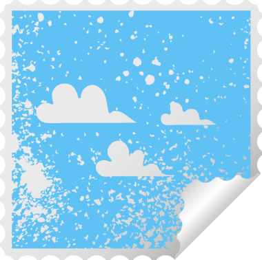 Bir insan tarafından çizilmiş bir bulutun kare soyulmuş çıkartması.