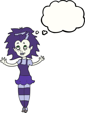 Bir insan tarafından çizilmiş serbest çizim baloncuk vampir kız.