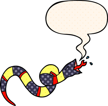 Çizgi roman tarzında konuşma balonu olan tıslayan yılan bir insan tarafından çizilmiş.