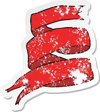 Bir insan tarafından çizilmiş parşömen sancağının gerilmiş çıkartması.