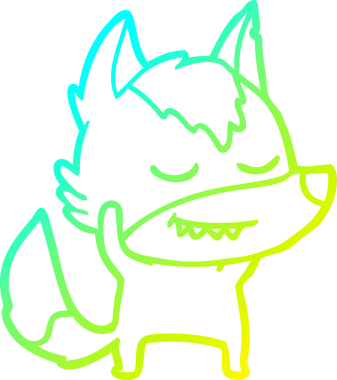 Bir insan tarafından çizilmiş dost canlısı bir kurt çizgi çizimi.