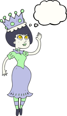 Bir insan tarafından çizilen serbest çizim düşünce balonu vampir kraliçesi çizimi