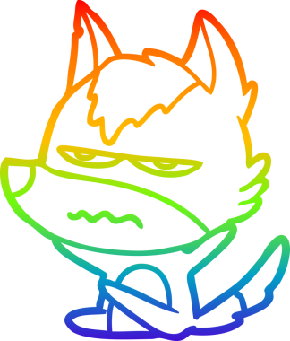 Gökkuşağı gradyan çizgi çizimi Bir insan tarafından çizilmiş rahatsız kurt