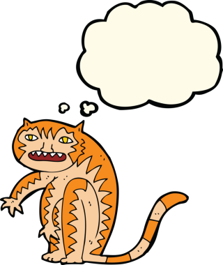 Bir insan tarafından çizilmiş düşünce baloncuklu kaplan.