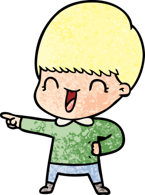 Bir insan tarafından çizilmiş mutlu çizgi film çocuğu.