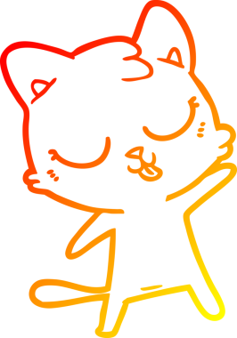 Bir insan tarafından çizilmiş sevimli bir çizgi film kedisinin sıcak çizgi çizgisi.