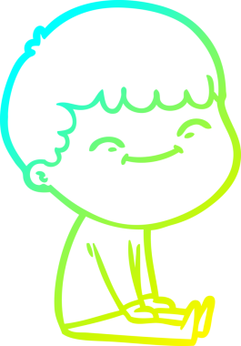 Bir çizgi film karakteri çizen soğuk çizgi bir insan tarafından çizilmiş mutlu çocuk.