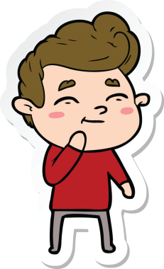 Bir insan tarafından çizilmiş mutlu bir çizgi film karakterinin çıkartması.