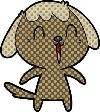 Bir insan tarafından çizilmiş şirin bir çizgi film köpeği.