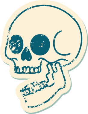 Bir insan tarafından çizilmiş bir kafatasının sembolik dövmeli görüntüsü.