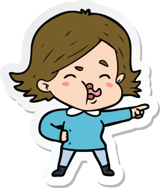 Bir insan tarafından çizilmiş bir karikatür kızının çıkartması.