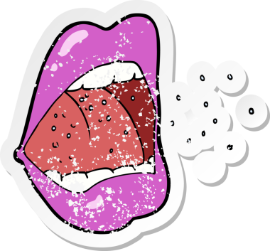 Bir insanın çizdiği hapşırık ağızlı karikatürün gerilimli yapıştırması.