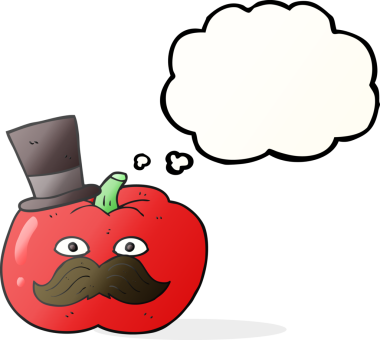 Bir insan tarafından çizilmiş serbest çizim balon karikatür sosyetik domates.