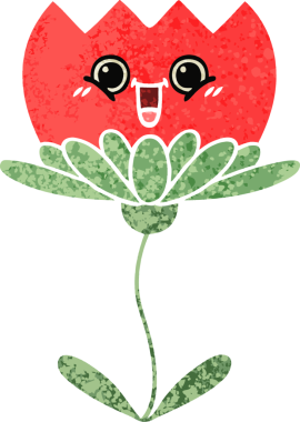 Bir insan tarafından çizilmiş bir çiçeğin retro çizim stili