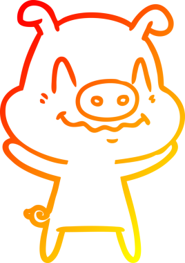 Bir insan tarafından çizilmiş gergin bir domuz çizgi çizimi.