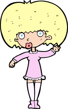 Bir insan tarafından çizilmiş bir çizgi film kızı.