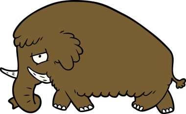 Bir insan tarafından çizilmiş mamut çizgi filmi.