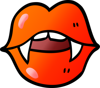 Bir insan tarafından çizilmiş vektör gradyan çizim vampir ağzı.