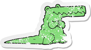 Bir insan tarafından çizilmiş karikatür timsahının sıkıntılı çıkartması.