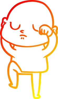 Bir insan tarafından çizilmiş kel bir adamın sıcak çizgi çizimi.