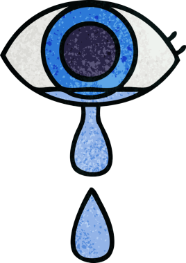 Bir insan tarafından çizilmiş ağlayan gözün retro grunge dokusu.