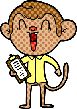 Bir insan tarafından çizilmiş gülen maymun çizgi filmi