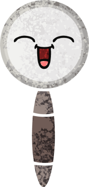 Bir insan tarafından çizilmiş bir büyüteçin retro çizim tarzı karikatürü