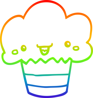 Gökkuşağı gradyan çizgi çizimi bir insan tarafından çizilmiş bir kek.