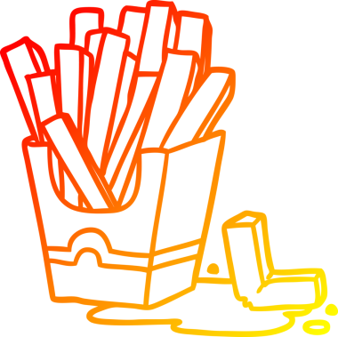 Bir insan tarafından çizilmiş abur cubur kızartmasının sıcak gradyan çizimi