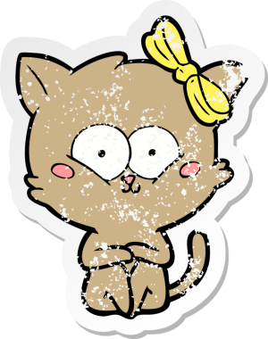 Bir insan tarafından çizilmiş karikatür bir kedinin sıkıntılı çıkartması.