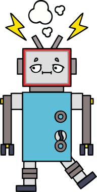 Bir insan tarafından çizilmiş sevimli bir robot karikatürü.