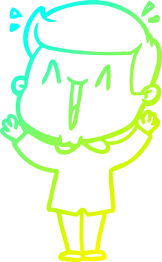 Bir insan tarafından çizilmiş, heyecanlı bir çizgi film çizimi.