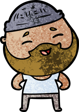 Bir insan tarafından çizilmiş mutlu sakallı bir adam.