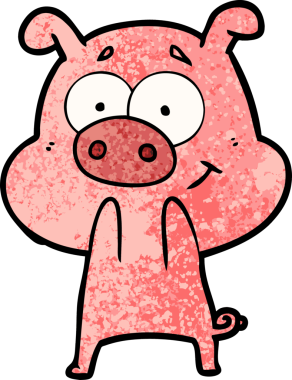 Bir insan tarafından çizilmiş mutlu çizgi film domuzu.