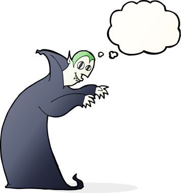 Düşünce baloncuğu insan tarafından çizilmiş ürkünç vampir çizgi filmi.